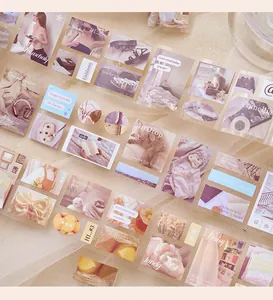 Nahaufnahme von ästhetischen PET-Aufklebern für DIY-Journale mit Lifestyle-Motiven