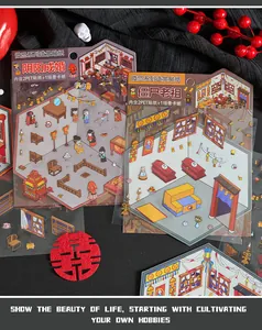Detailansicht von DIY 3D-Szenenaufklebern mit traditionellem chinesischem Horror-Thema