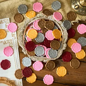 Retro 3D Relief Wax Seal Stickers Self-Adhesive Wax Sealing Labels For Invitation Envelope Gift Wrap Scrapbooking Decor