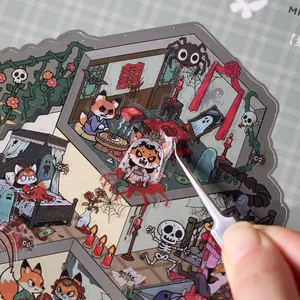 Horror-Stadt-Thema Mikro-Szenen-Aufkleber für DIY-Scrapbooking und kreative Bastelsets