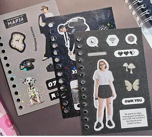 Detail view of Korean ins style aesthetic stickers for DIY journaling