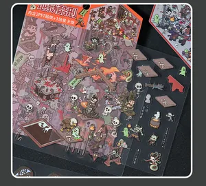 Vue détaillée d'autocollants PET sur le thème de l'horreur pour scrapbooking DIY