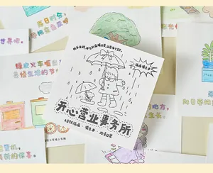 Close-up of cute cartoon coloring book cards for stress relief