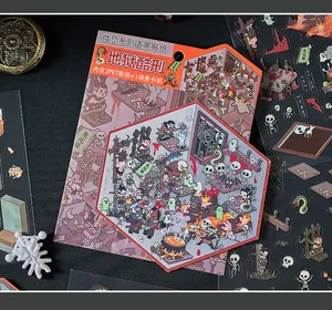 Vue détaillée du kit d'autocollants d'horreur en dessin animé 3D pour scrapbooking