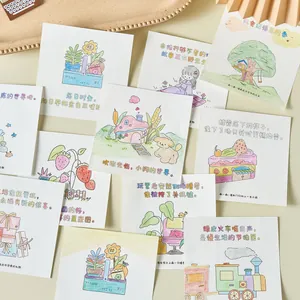 Cute cartoon graffiti coloring cards pack with hand-drawn illustrations and healing quotes