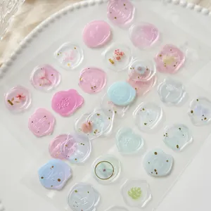 Foglio di adesivi pastello con sigillo di cera in resina 3D per fai-da-te e scrapbooking