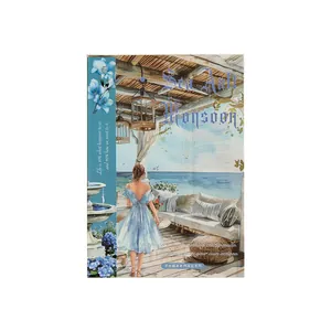 Watercolor girl by the sea sticker book for scrapbooking DIY crafts tracing series