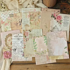 Vintage floral scrapbooking paper for DIY journals with antique letter designs.