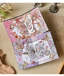 Magnifique carte pop-up 3D avec détails de papillons et roses découpés au laser