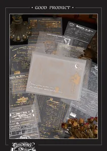 Vintage translucent vellum paper with elegant gold and silver hot stamping for journaling.