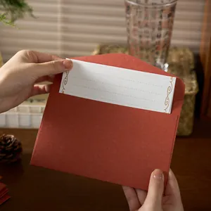 Vintage red envelope and gold-foil stationery set for artistic greeting cards