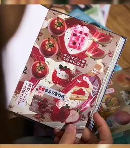 Vintage style sticker book page featuring fruit and food decorative stickers for journaling