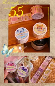 Exquisites Washi-Tape mit Schmetterlingsmotiv und goldener Briefmarken-Stanzung