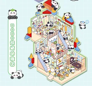 Détail d'autocollants 3D multicouches de crèche de pandas pour DIY et loisirs créatifs