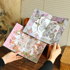 Livre Animé 3D Papillon Rétro Kit de Matériel Fait Main DIY Carte de Voeux Florale Découpée au Laser Cadeau Romantique pour Copines Femmes Fournitures de Scrapbooking DIY