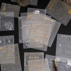 Vintage Tracing Paper Scrapbooking Material Pack Brilliant Years Series Foil Stamping Background Paper For DIY Journal Planner Decoration