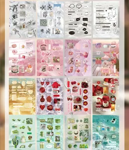 Retro aesthetic sticker collection for scrapbooking with Japanese style elements
