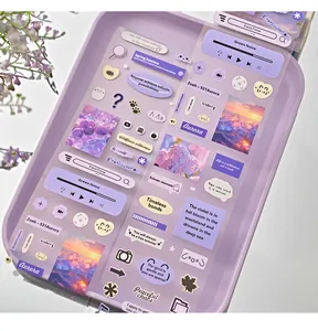 Close-up detail of purple ins style DIY sticker tape for journaling deco