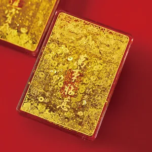 Chinese dragon gold quicksand acrylic refrigerator magnet with auspicious characters