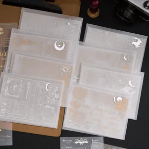 Vintage sulfuric acid paper material pack with silver foil designs for scrapbooking DIY