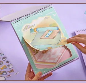 Macro view of the 3D layered sticker mechanism in a kids miniature landscaping quiet book