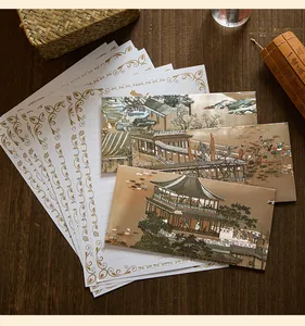 Detail of Chinese style stationery set with Qingming Festival landscape painting