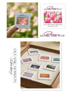 Detailed view of artistic PET slide film pendants with nature scenery photos