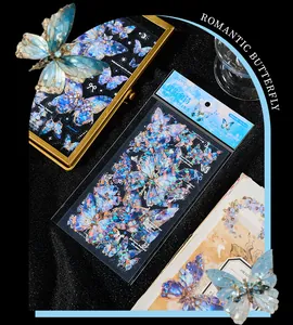 Holografische PET Schmetterlings Aufkleber mit Goldfolie für DIY Journaling Dekoration