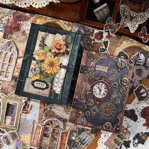Kit d'autocollants de scrapbooking vintage pour décoration de journal et bricolage