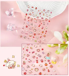 Cute embossed nail stickers with cartoon food and animal patterns