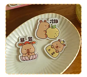 Gros plan de mignons aimants de frigo Capybara en acrylique aux trois designs uniques