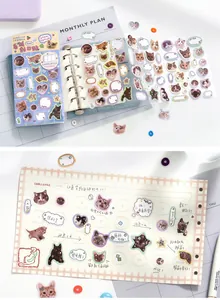 Cute cat head decorative stickers for daily planners, scrapbooking, and journal decoration
