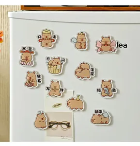 Aimants de frigo en acrylique mignons avec illustrations de capybara