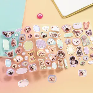 Cardlover Cute Animal Cat Dog Tri-Fold Decorative Stickers Writable Specialty Paper Band-Aid Scrapbook Journaling Deco Stickers