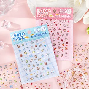 Cute Cartoon Capybara 3D Relief Sticker Embossed Food Dessert Miniature Sheet Self Adhesive DIY Journalinging Nail Art Decor Accessory