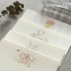Minimalist stationery set featuring cute hand-drawn cat and floral illustrations for notes