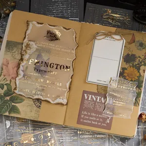 Vintage vellum paper sticker pack with gold foil details for scrapbooking scrap pads