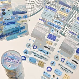 Zaomo aesthetic blue sticker set and decorative tape for DIY scrapbooking journaling
