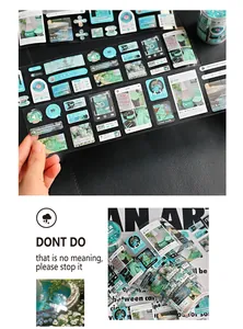 Detailed view of mint green UI-style decorative tape for journaling and DIY scrapbooking