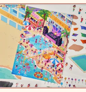Pixel art style summer pool party illustration sticker sheet detail
