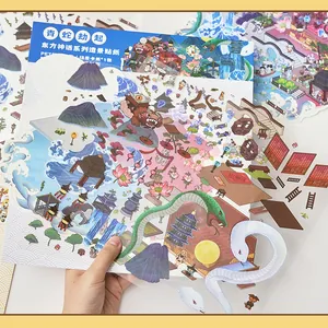 Close-up of Oriental myth theme 3D PET sticker set with green snake design