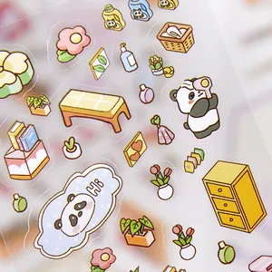 Leuke cartoon panda en meubels DIY transparante stickers