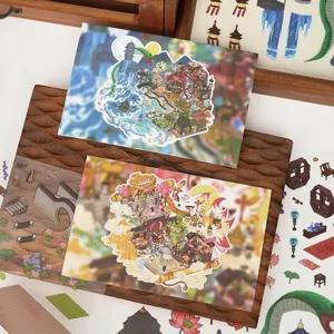 Mythological 3D landscaping stickers for creative DIY journaling