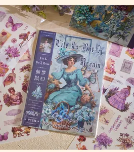 Vintage βιβλίο με αυτοκόλλητα washi για DIY scrapbooking και δημιουργική διακόσμηση