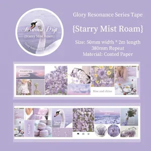 Lila Washi-Tape-Sticker mit Sternennebel-Motiv für DIY-Scrapbooking und Tagebuchgestaltung