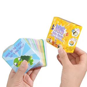Detailed view of 105 children's lunch box joke cards with colorful turtle illustration