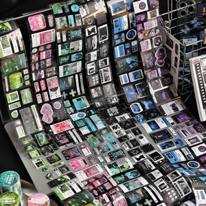 Aesthetic interface series DIY scrapbooking stickers with vintage UI and photo designs