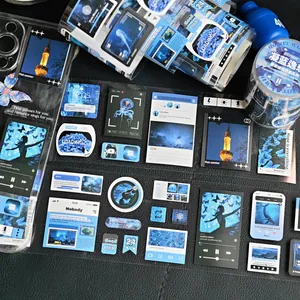 Blue aesthetic interface DIY stickers for journaling, scrapbooking, and creative DIY crafts
