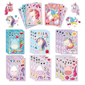 Set of colorful DIY unicorn sticker sheets for creative scrapbooking and vision board projects