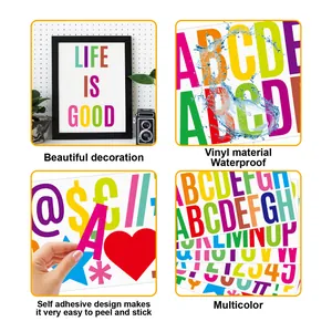2.5-Zoll wasserfeste Vinyl-Alphabet-Aufkleber mit selbstklebenden bunten Details